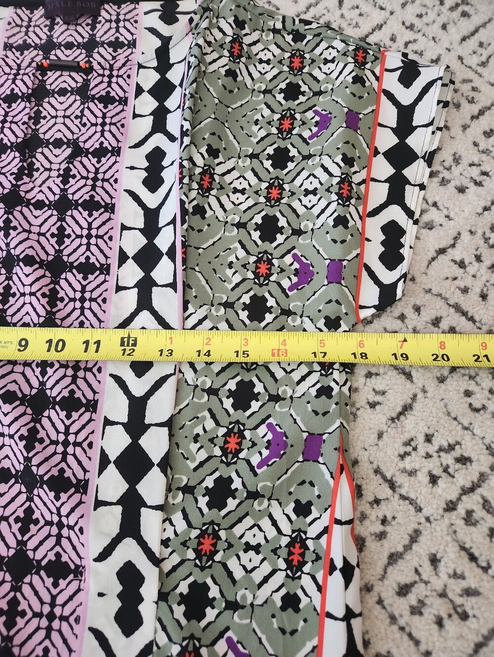 Hale Bob Printed Shift Dress Boho Geometric Keyhole Tunic Mini Dress XS - Picture 10 of 14